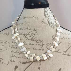 Abalone shell and crystal 48 in necklace